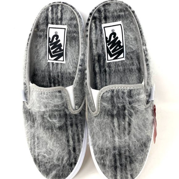 Vans Classic Slip On M Gray Women's Size Casual White Canvas Wool VN0A4P3U8O9 - Picture 8 of 10